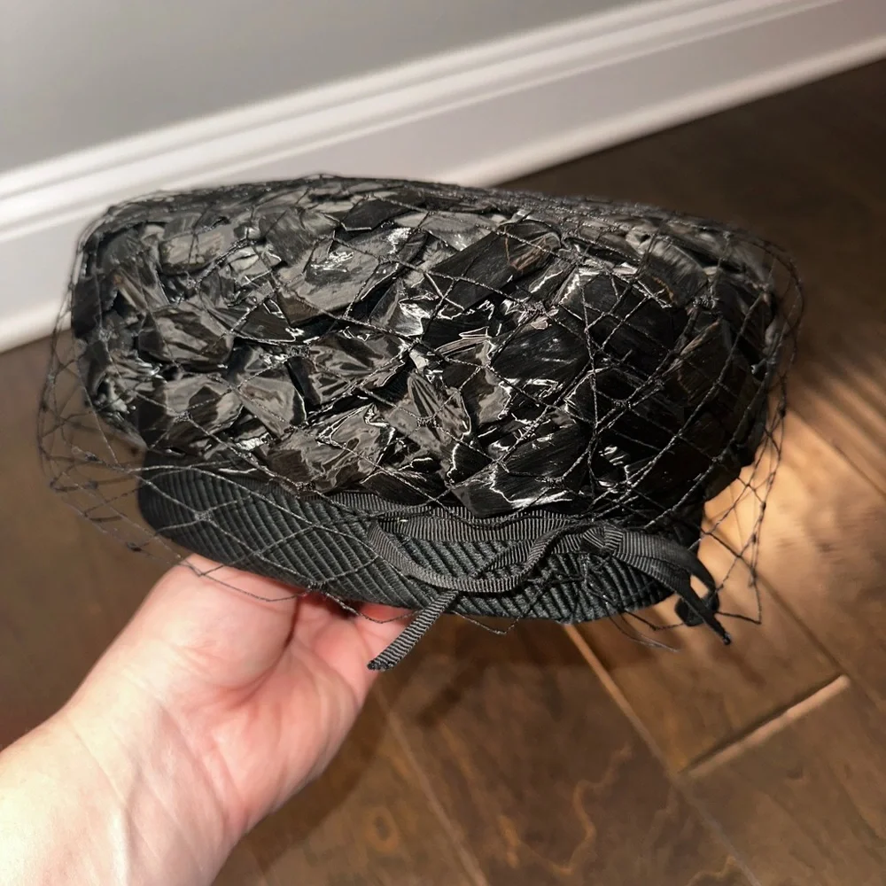 1950's Darcel Exclusive Vintage Cocktail Hat Black Netted Fascinator